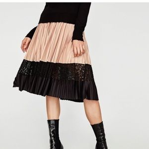 Zara lace pleated skirt.